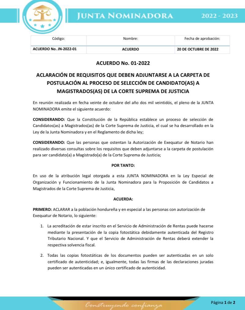 Aclaración sobre la presentación de documentación 